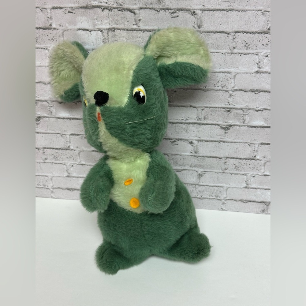 RUSHTON Atlanta Ga GREEN MOUSE Stuffed Animal Plush Vintage 1970s RARE READ